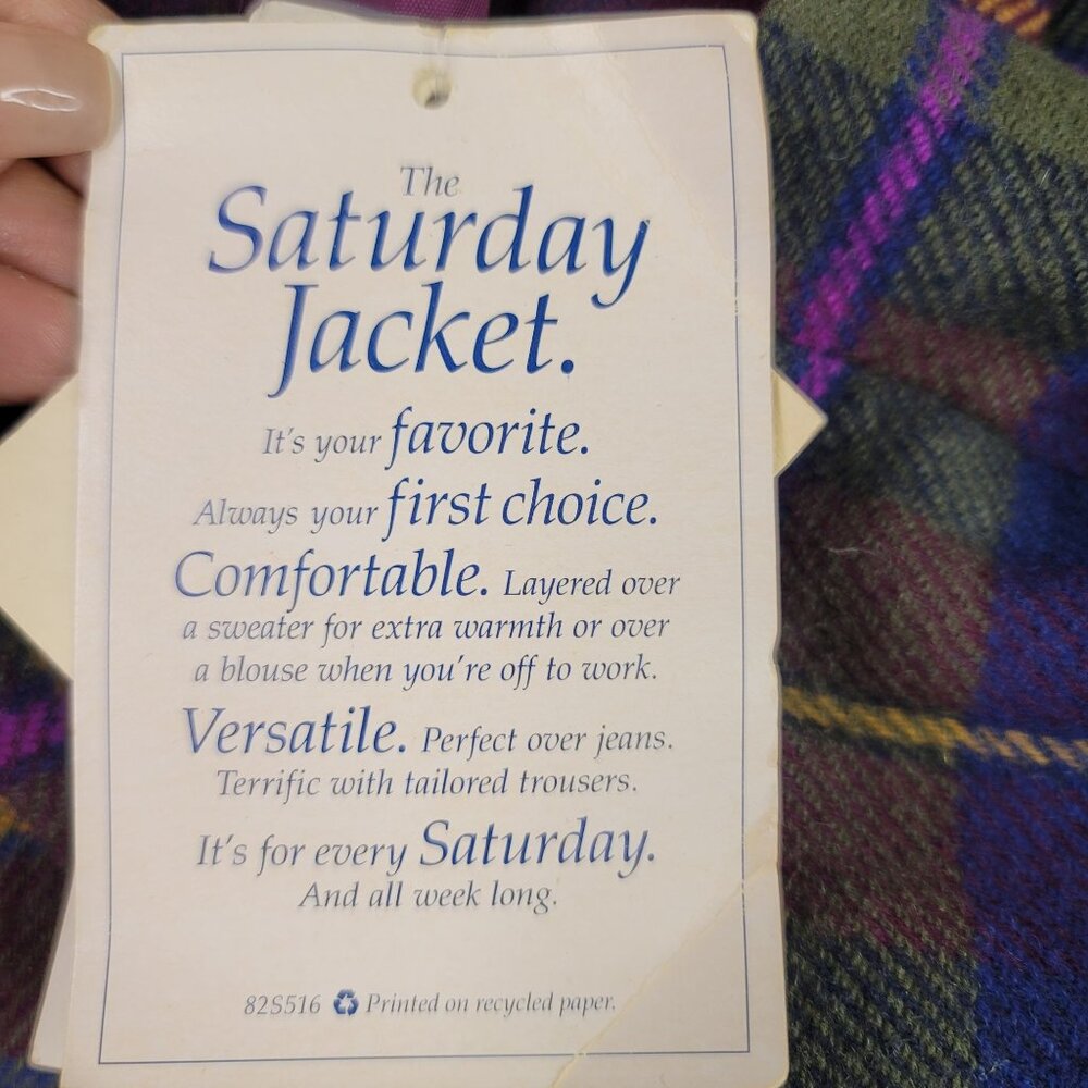 Vintage 90s Pendleton Plus Size 2X Womens Wool Plaid Blazer USA Deadstock New - Picture 4 of 11